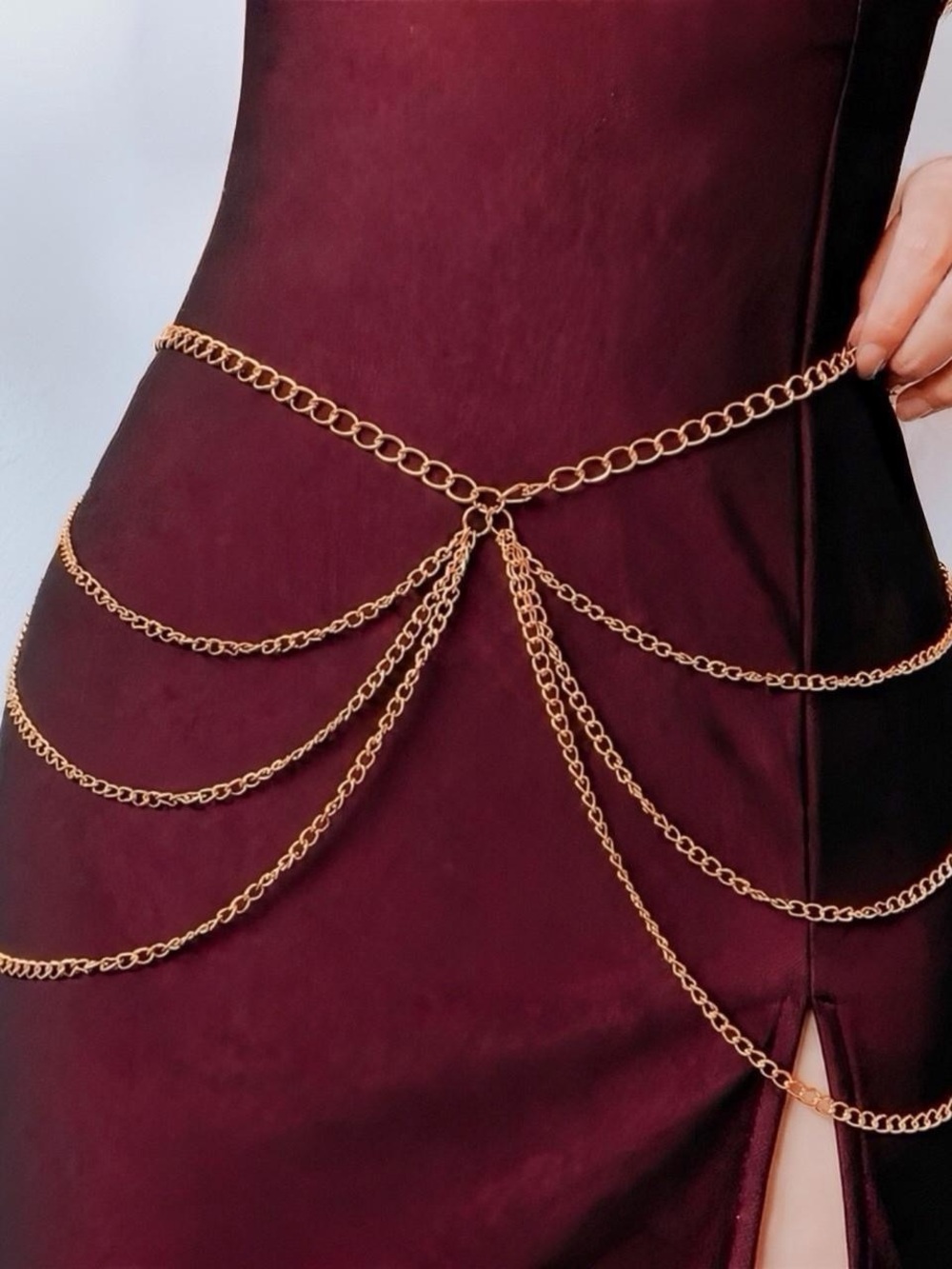 Gold Simple Punk Glam chain Layered Body Chain Belt